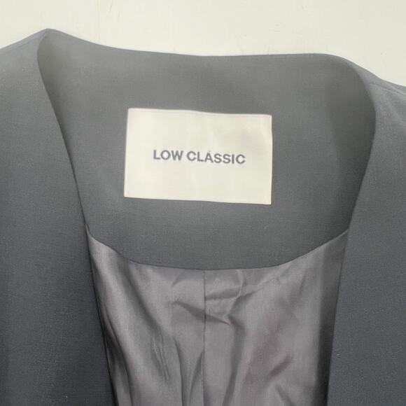 Low Classic Curved Neck Blazer Navy Blue - Picture 3 of 13